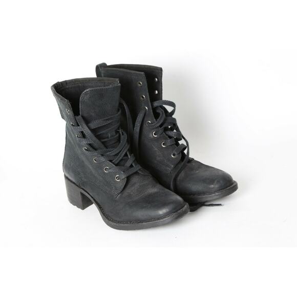 VERA WANG Lavender Black Leather Lace Up Ankle Boots Booties Size EUR 36 US 6 - Picture 2 of 9